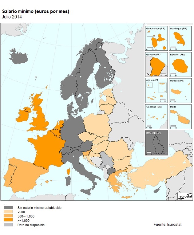 Salario mínimo UE enero 2014