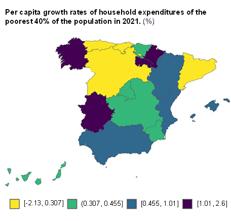 Mapa de España crecimientos gastos hogares